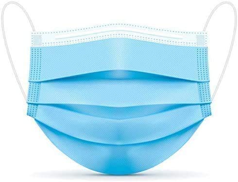 3-Ply Disposable Face Masks, Soft on Skin, Pack of Blue Masks with Elastic Earloops (500 Masks)