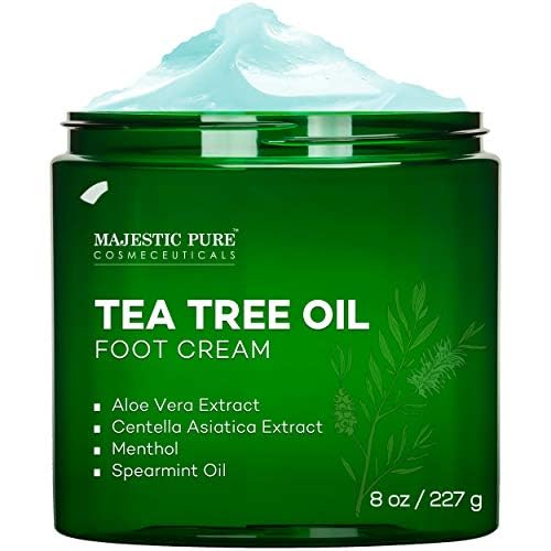 Majestic Pure Tea Tree Oil Foot Cream, Warming Cream - Calluses, Dry Cracked Feet, Hands, Heels, Elbow, Nails, and Knees - Softens & Moisturizes Skin - 8 oz