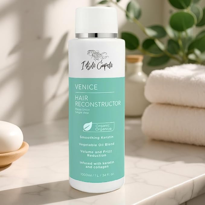 I Belli Capelli Venice Organic Keratin Hair Treatment Straightening - 1 Step Application Formaldehyde Free, Keratina Organica, Keratina Para Alisar El Pelo Sin Formol, 2 units (33.8 Fl Oz/1L)