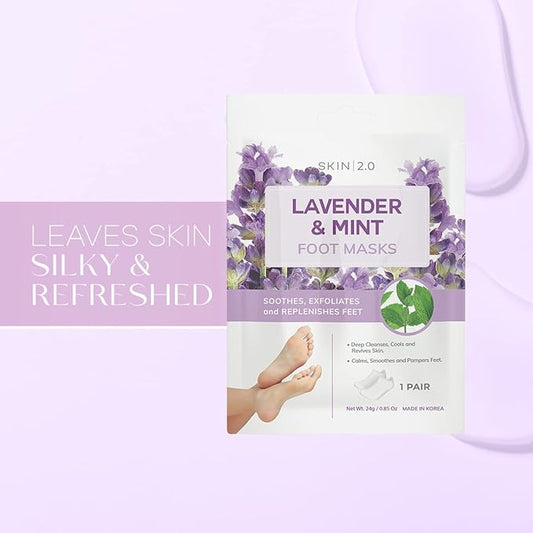 Lavender & Mint Foot Masks - Relieves Swollen Feet, Removes Odor, Relaxing & Hydrating - Dermatologist Tested Korean Skincare - Clean Beauty, Cruelty-Free, All Skin Types - 3 Pairs