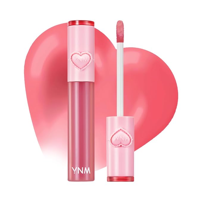 YNM Heart Jelling Tint, STRAWBERRY JELLING, Silicone Lip Brush Included, K-Beauty, Non-Sticky, Moisturizing, Smudge-Proof, Korean Lip Tint, Long-Lasting, Vivid Color, 0.09 oz