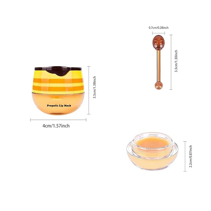 4 PCS Bee Lip Balm Honey Pot,Propolis Lip Mask Moisturizing,Reduces Lip Lines,Sleeping Lip Balm Prevention Dry and Cracked, Lip Scrubs Exfoliator (Honey & Cherry & Mint & Strawberry)