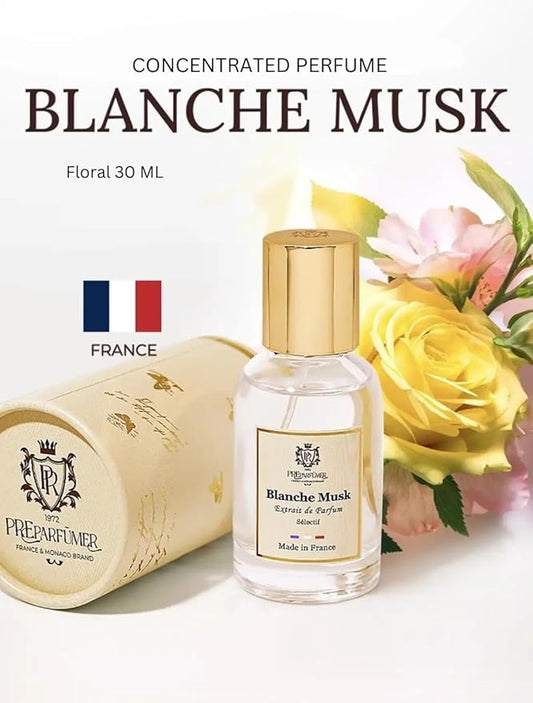 PREparfume From France Blanche Musk for Women 30ml – Fresh Floral Aldehyde Scent From France – Luxury Fragrance with Aldehydes, Rose – Long Lasting Perfume With Tea Leaves Notes