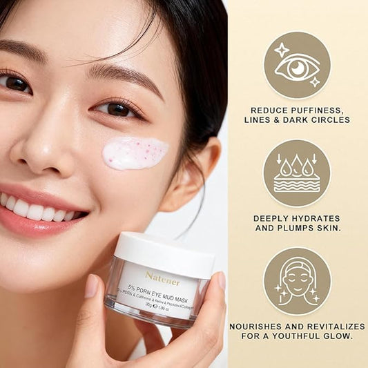 5% PDRN Eye Cream Clay Mask, DIY Under Eye Patches for Puffy eyes, Dark Circles & Wrinkle Custom Fit on All Face | Caffeine, Retinol, Collengen, Peptides, Hyaluronic - Korean Popular EyeCare - 1.06OZ