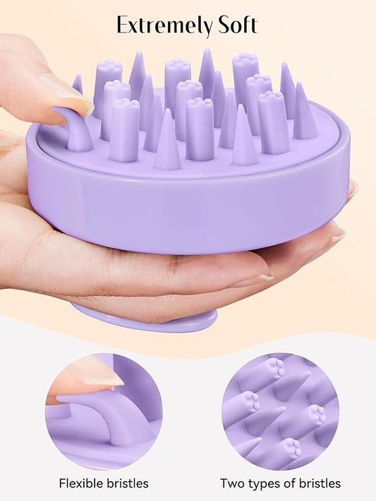HEETA Hair Scalp Massager Brush, Updated Scalp Exfoliator with Soft Silicone Bristles, Wet & Dry Head Massager Washing Tool for Women, Men, Kids, Lavender Purple