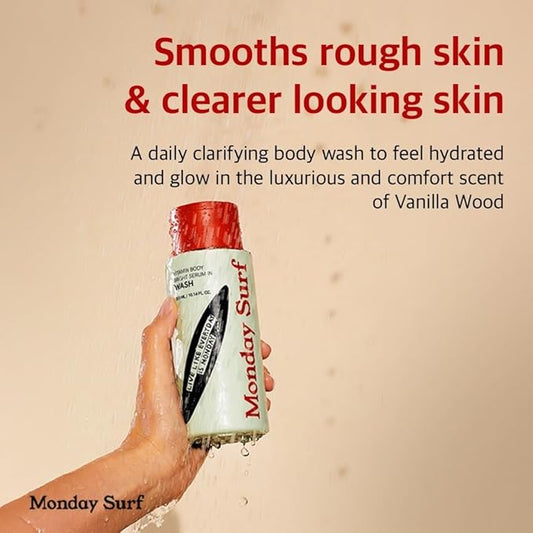 Vitamin Body Wash | Cleanser for Sensitive | Glow Skin, Nourish & Soften Skin with Niacinamide & Hyaluronic Acid | Scents of Vanilla Woods, Vegan, for Women & Men, Moisturizing body wash 10.14 Fl Oz