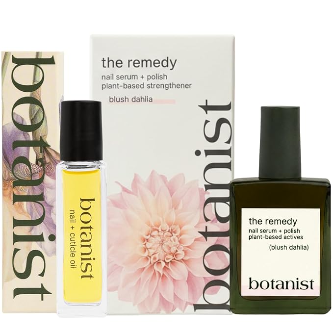 Botanist Nail Rescue Kit | Nail Strengthening Polish + Growth Serum | Grow and Strengthen Damaged Nails | Non-Toxic, 84% Plant Based, 21-Free & Vegan (Blush Dahlia)