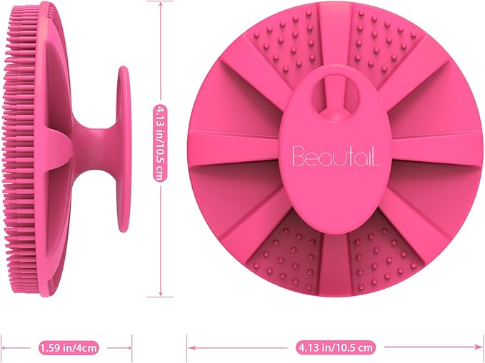 Silicone Body Scrubber, BEAUTAIL Shower Bath Scrubber, More Hygienic Than Traditional Loofah, Lather Nicely, Long Lasting, Gentle Exfoliating Brush for Women Men Baby Sensitive Skin, 1 Pack, Rose