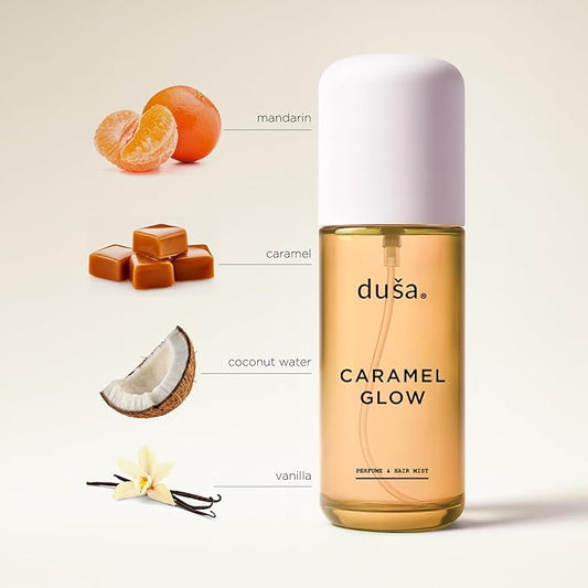 DUSA Caramel Glow Hair Perfume & Body Mist for Women – Long Lasting Body and Hair Mist, Vacation Spray & Perfume para el Cabello de Mujer with Nourishing Oil, 100 ml