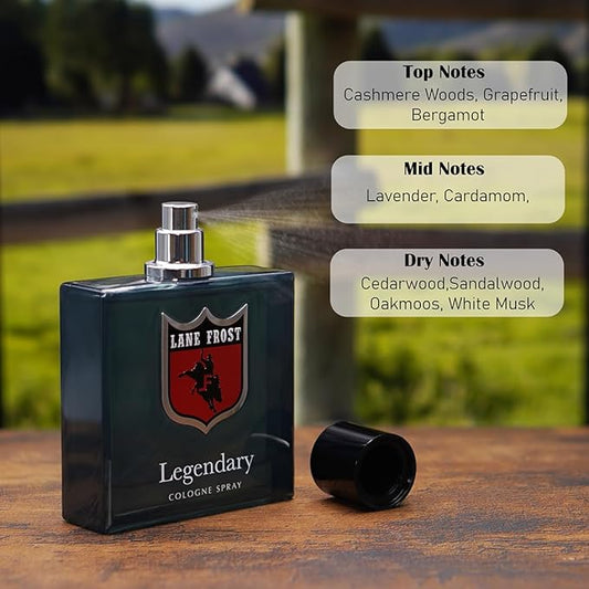 Lane Frost Legendary Cologne for Men - Orignal Western Scent for the Authentic Cowboy - Woodsy and Masculine Fragrance Spray - Long-Lasting Manly Cologne with Cedarwood and Musk Notes