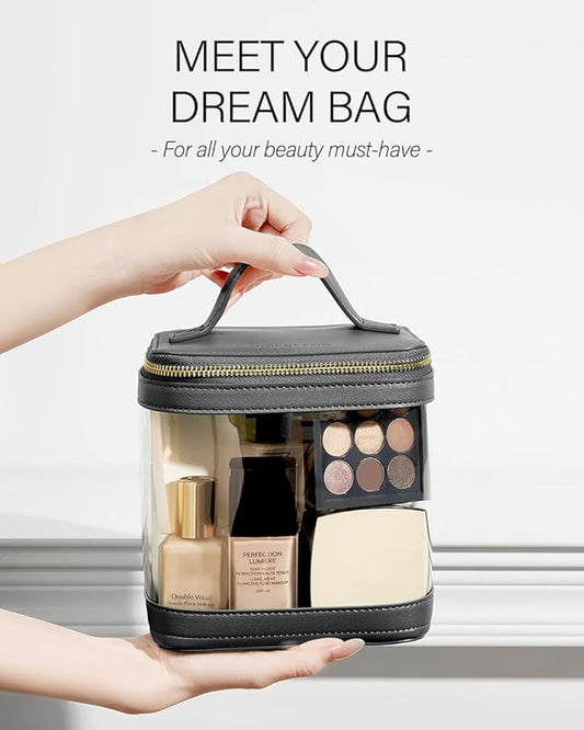 ROWNYEON Clear Makeup Case Toiletry Bag Multipurpose Travel Makeup Train Case Portable Cosmetic Organizer Transparent Storage Bag