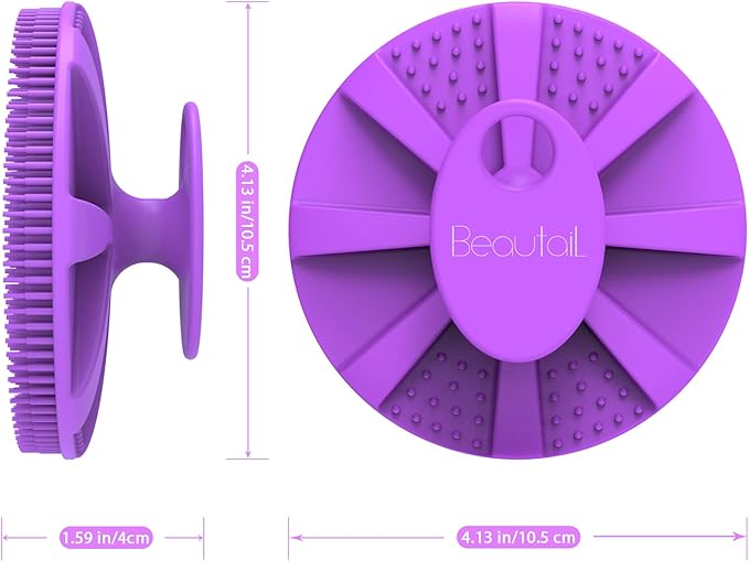 Silicone Body Scrubber, BEAUTAIL Shower Bath Scrubber, More Hygienic Than Traditional Loofah, Lather Nicely, Long Lasting, Gentle Exfoliating Brush for Women Men Baby Sensitive Skin, 1 Pack, Purple