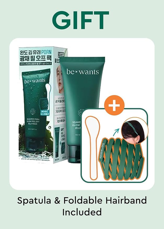 Bewants Seaweed PDRN Peel-Off Wrapping Jelly Mask (3.38 fl oz) – Includes Spatula & Headband | AHA, BHA & Niacinamide Facial Mask | Pore-Minimizing, Smooth-Texture Skin | 1 Pack