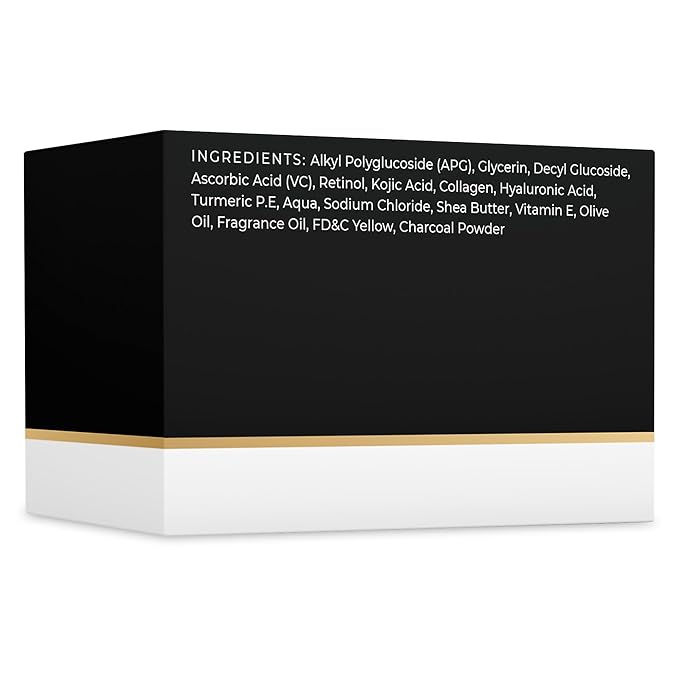 VALITIC Charcoal Kojic Acid Turmeric Black Soap Bar Dark Spot Remover for Body or Face Wash - 2 Pack and African Net Sponge