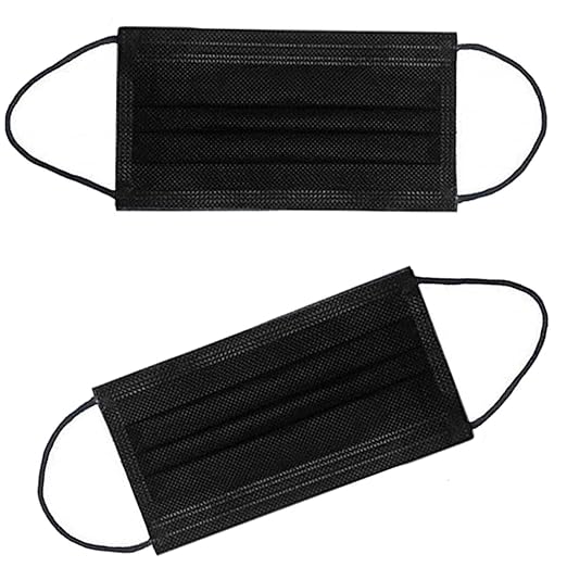 NNPCBT 100PCS 3 Ply Black Disposable Face Mask Filter Protection Face Masks