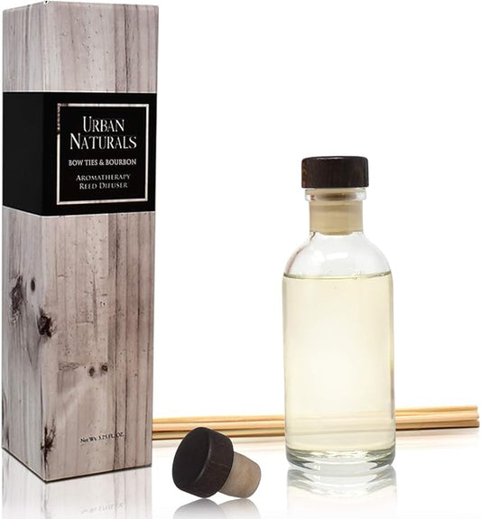 Urban Naturals Bowties & Bourbon Reed Diffuser Gift Set | Dark Oak, Bergamot & Bourbon | Made in The USA
