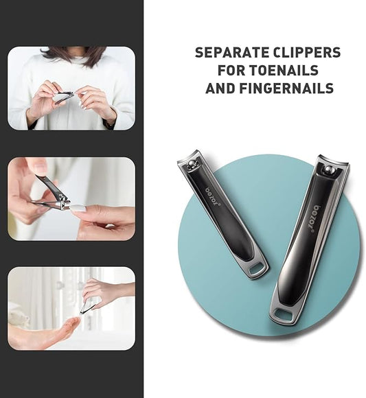 BEZOX Nails Clipper, Ergonomic Toenail and Fingernails Clipper with Non-Slip Design, Professional Finger Nail Clippers for Adults, 2 Pcs Nail Trimmers for Men and Women - Dark