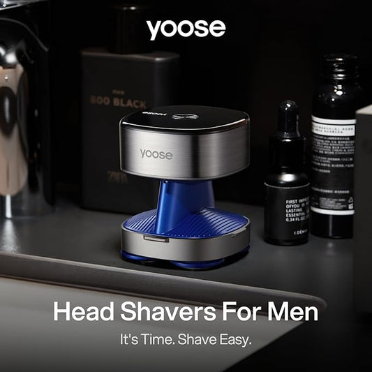 yoose Head Shavers for Bald Men, IPX7 Skin Close Electric Razor for Men (Ergonomic Design, USB-C, 90-Min Usage, 5 Floating Cutting Heads), Intelligent PID Control, Battery Indicator, H5 Silver