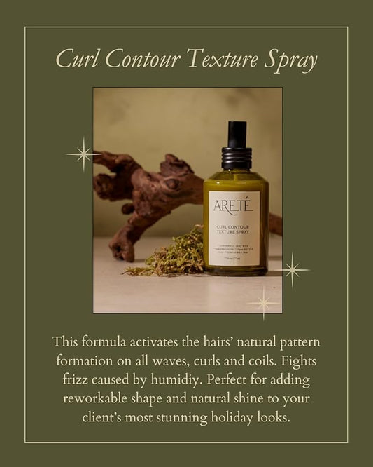 ARETÉ Curl Contour Texture Spray for Women, Wavy or Curl Activator & Frizz Control Mist Hair Spray Shine Booster, Copernicia Wax, Golden Apricot Oil, Sunflower, Organic Nettle Leaf, Made in USA, 3.9oz