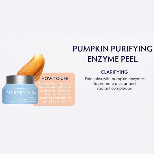Naturopathica Pumpkin Purifying Enzyme Peel, Clarifying and Exfoliating Face Mask, Facial Mask with Lactic Acid to Help Unclog Pores and Clear Acne, 1.69 fl oz