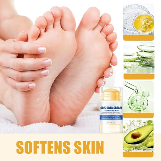 Urea Cream 60% Urea Foot Care Stick, Foot Care Cream for Feet Callus Remover and Relieves Cracking, Feet Moisturizer Stick for Dry Cracked Heels, Hands, Knees (2)