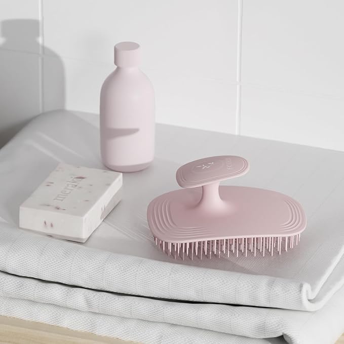 2 PC Scalp Massager Shampoo Brush, Scalp Scrubber & Exfoliator for Dandruff Removal, Wet & Dry and Detangler for Men and Women, Suitable for Short Medium Hair (Pink)