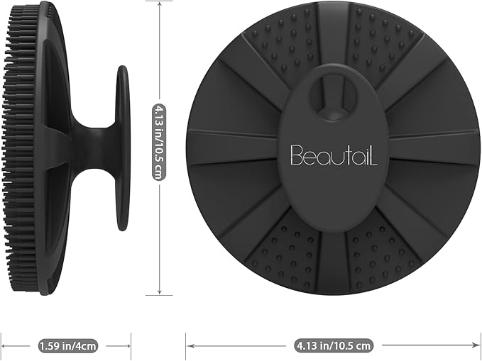 Silicone Body Scrubber, BEAUTAIL Shower Bath Scrubber, More Hygienic Than Traditional Loofah, Lather Nicely, Long Lasting, Gentle Exfoliating Brush for Women Men Baby Sensitive Skin, 1 Pack, Black