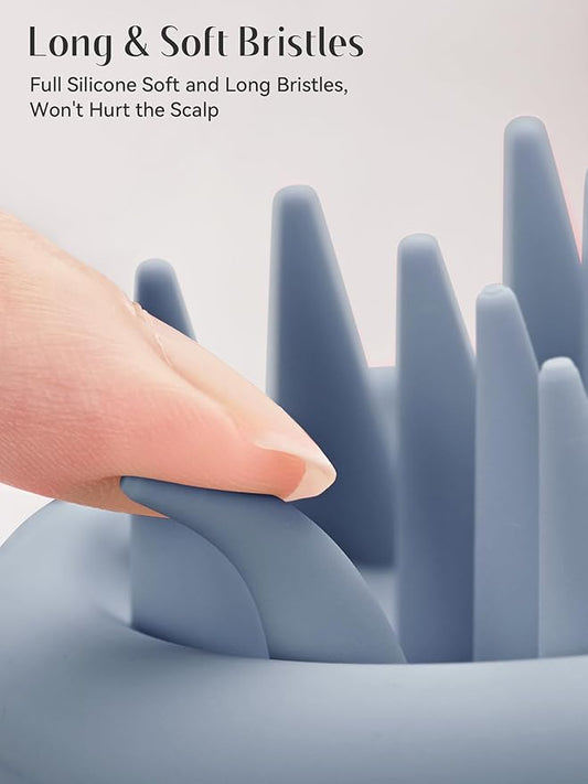 HEETA Scalp Massager Hair Growth, Scalp Scrubber with Soft Bristles, Integrated Silicone Design, Exfoliator for Dandruff Removal & Relaxation, Shampoo Brush Fit Wet Dry Hair Use, Dark Blue