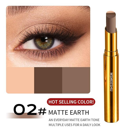 Eyeshadow Stick Makeup – Tri-Color Eye Shadow, Blendable Cream Matte Eyeshadow Stick for Long-Wear Beauty Looks, Smudge-Resistant & Easy to Apply – Matte Earth Tone