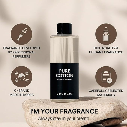 COCODOR Reed Diffuser Oil Refill/Pure Cotton/6.7oz(200ml)/1 Pack/Aroma Therapy, Home Fragrance, Scented Oils, Oils for Reed Diffuser, Office Décor, Decoration