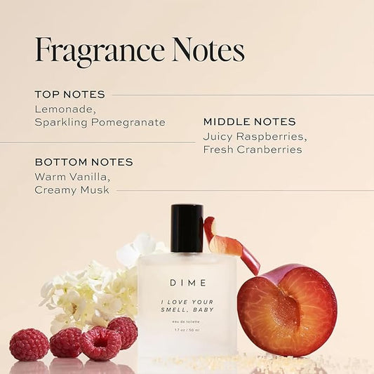 DIME Beauty Perfume I Love Your Smell, Baby, 1.7 oz / 50 ml - Sweet Floral Scent, Hypoallergenic, Clean Perfume, Eau de Toilette For Women