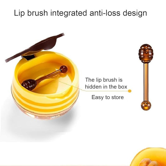 4 PCS Bee Lip Balm Honey Pot,Propolis Lip Mask Moisturizing,Reduces Lip Lines,Sleeping Lip Balm Prevention Dry and Cracked, Lip Scrubs Exfoliator (Honey & Cherry & Mint & Strawberry)
