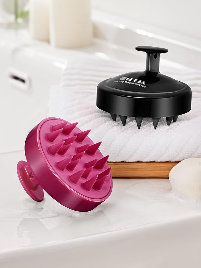 HEETA Scalp Massager Hair Growth 2-Pack, Soft Silicone Scalp Scrubber Shampoo Brush for Exfoliation Dandruff Removal Head Massage Stress Relax, Wet & Dry Use for Women Men Thick Thin Curly Hair Care