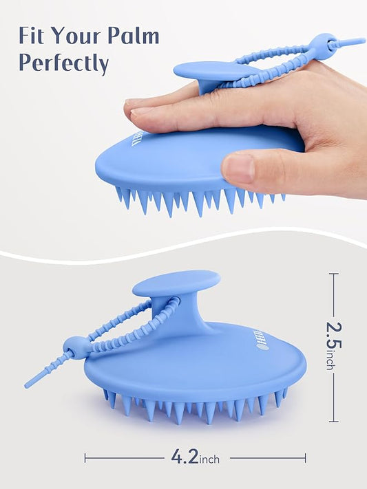 HEETA Scalp Massager Shampoo Brush with Silicone Bristles for Dandruff Removal Scalp Care & Hair Growth, Scalp Scrubber for All Hair Types, Head Massager Stress Relax, Upgraded Large Design,Blue