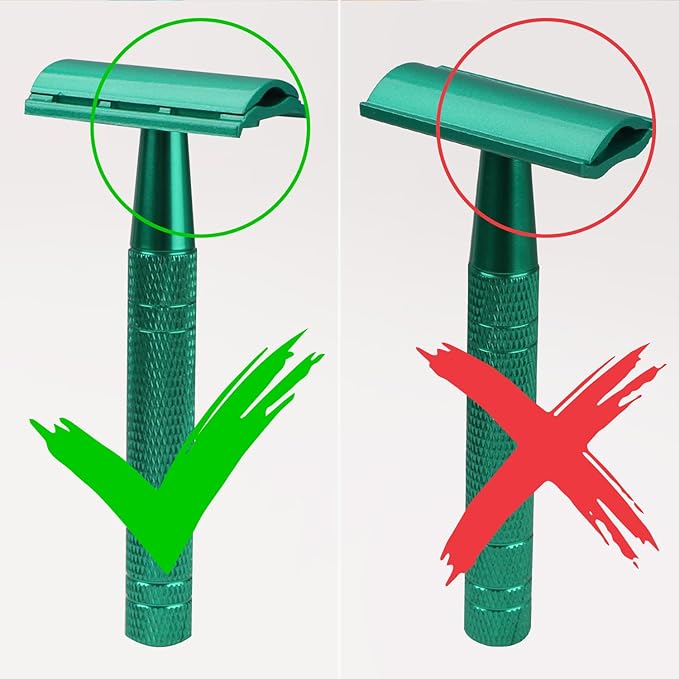 Double Edge Safety Razor, Single Blade Razors for Men and Women, Reusable Metal Razor with 10 Stainless Steel Double Edge Blades, Smooth and Close Wet Shaving, Plastic Free, Green