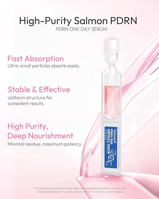 Salmon DNA PDRN Anti-Aging Serum, PDRN Intensive Ampoule, Pre-makeup Skincare, Collagen, Glutathione, Niacinamide & Hyaluronic Acids, Ultra Hydrating Serum, Improves Skin Radiance, 0.05 fl.oz x 30e