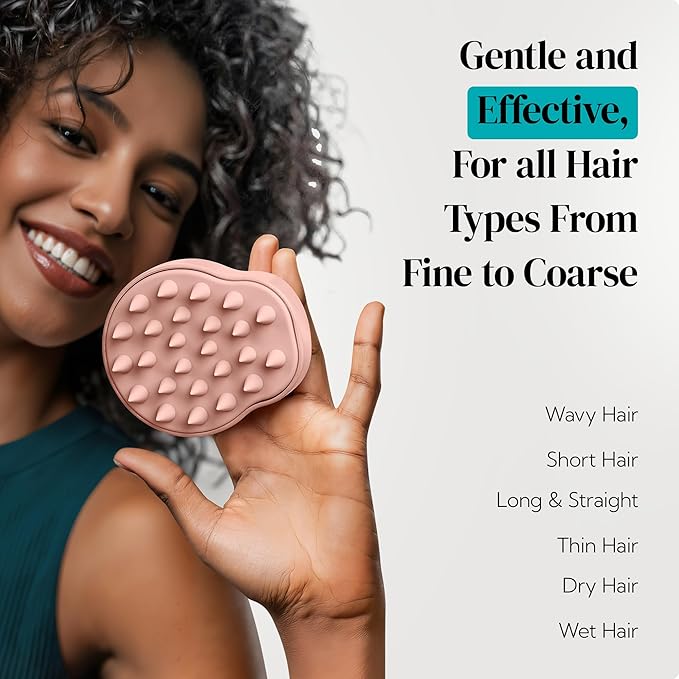 HEETA Scalp Massager 2 Pack for Hair Growth, Soft Silicone Bristles to Remove Dandruff and Relieve Itching, Scalp Scrubber for Hair Care Relax, Shampoo Brush for Wet Dry Use - New Pink & Blue