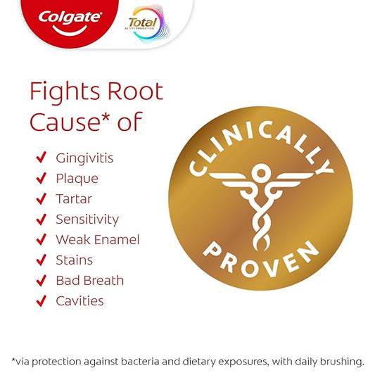 Colgate Total Active Prevention Clean Mint Toothpaste, Anticavity Fluoride Toothpaste, Clinically Proven Formula That Fights Plaque Bacteria, Mint, 4 Pack, 5.1 oz