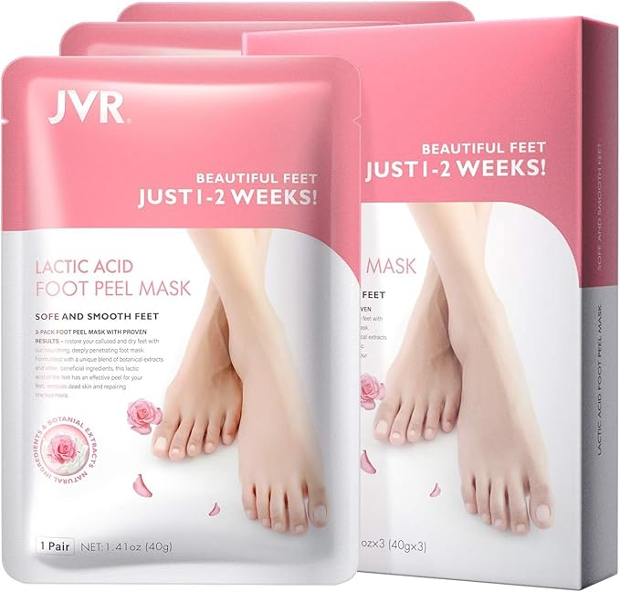 Foot Peel Mask - 3 Pairs - Exfoliating Peeling Callus Remover, Repairs Cracked Heels & Dead, Dry Skin, for Smoother and Softer Feet (Rose)