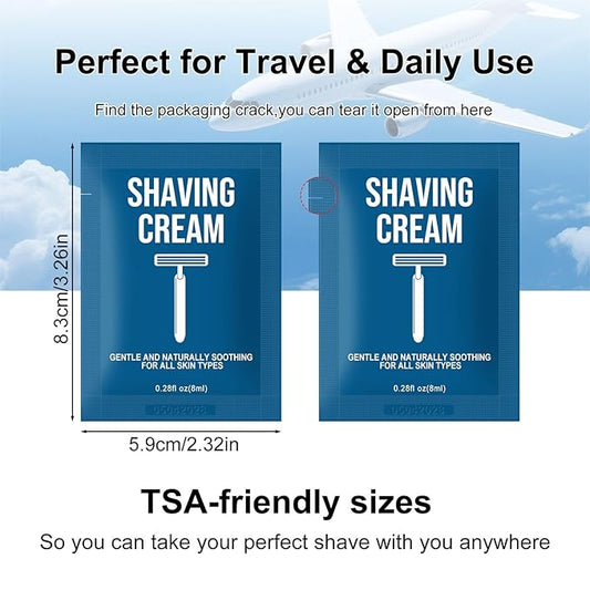 Shaving Cream Bulk Travel 8ml/0.28fl oz,Disposable Shaving Cream in Bulk Travel Shave Cream for Hotel Homeless(White Tea,Pack of 50)