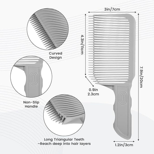 Fade Comb for Men-4PCS Fade Guide for Men Haircut Kit Includes Silicone Haircut Band,Barber Comb and Hairdressing Brush,Self Hair Cutting Tools for Home & Salon Use(Gray Hairband)