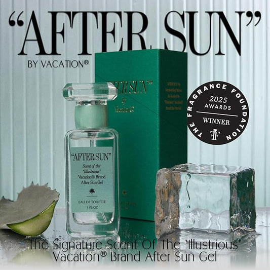 "AFTER SUN" Eau de Toilette by Vacation Sunscreen, Blends Notes of Classic Aloe Vera Gels, Fresh Tropical Perfume for Women & Men, Scent of Summer Nights, Travel Size, 1 Fl. Oz.