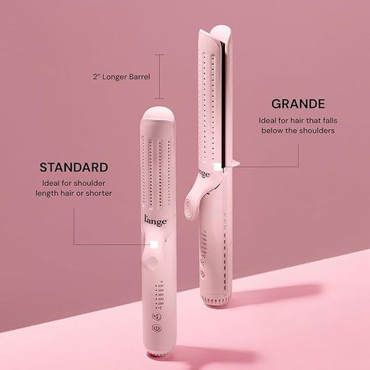 L'ANGE HAIR Le Duo Grande 360° Airflow Styler | 2-in-1 Curling Wand & Titanium Flat Iron Professional Hair Straightener and Curler with Cooling Air Vents to Lock in Style (Blush)