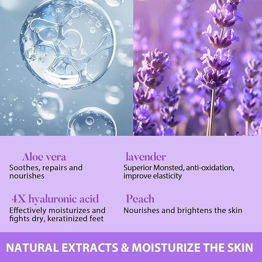 4 Pack Lavender Foot Mask, Deep moisturizing for Smooth Feet, Foot Mask for Removes Dead Skin and Calluses, Gentle Yet Effective Formula, Suitable for Men & Women