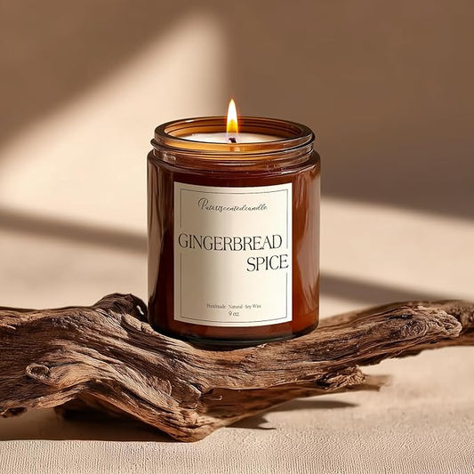 Gingerbread Spice Candles for Home Scented, Natural Soy Wax Aromatherapy Non Toxic Christmas Candle with Long Lasting Burn, Xmas Jar Candle Gifts for House Fragrance Decoration (9oz)