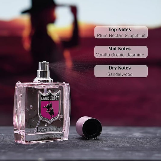 Lane Frost Legendary For Her Perfume - Western-Inspired Women’s Fragrance with Plum, Vanilla, and Amber - Long Lasting Feminine Perfume Spray - Modern Floral Scent for the Confident Cowgirl