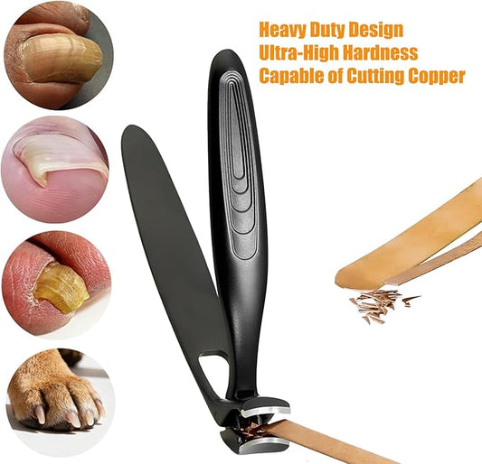 Precision Stainless Steel Heavy Duty Angled Head,Wide Jaw Clippers for Seniors,Ingrown Toenail,Thick Nail.Extra-Long Handle, Extra-Large Slanted Nail Cutter. Men,Women,Elderly.Stocking Stuffers.7Pcs