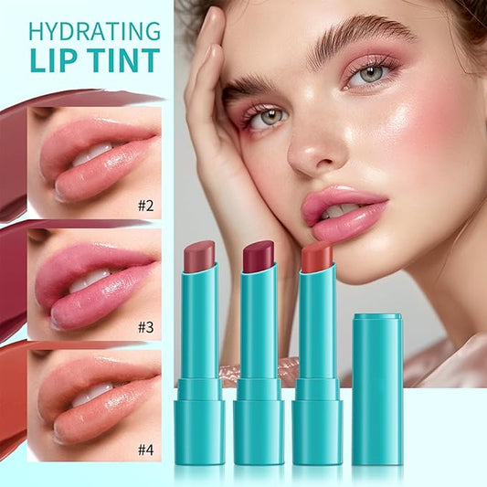 4 Pcs Lip Tint Hydrating, Moisturizing Tinted Lip Balm, Long-Lasting Waterproof Lip Gloss Lipstick Set, Natural Lip Moisturizer with Vitamin E, Non-Stick Cup Lip Tint Stain (01#)