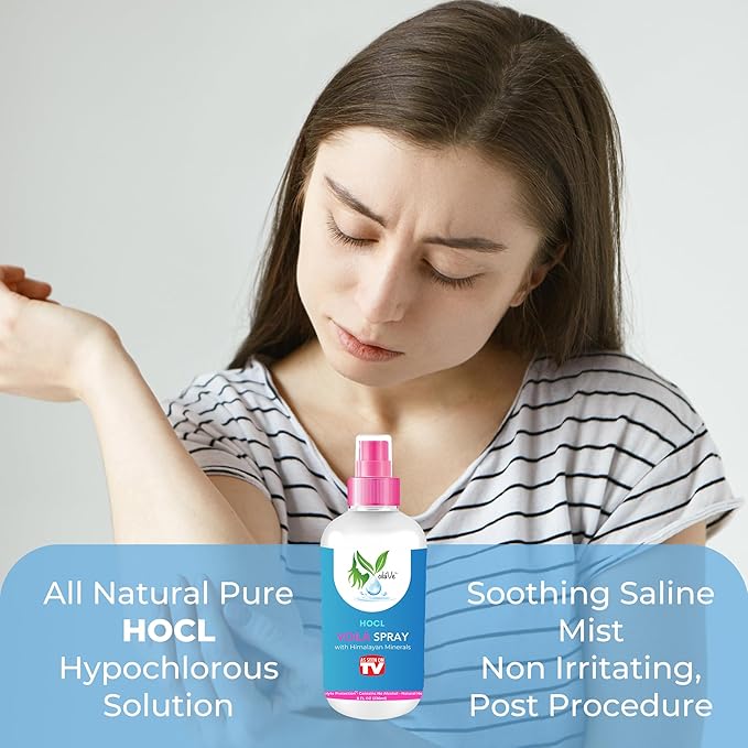 VoilaVe HOCL Spray | Hypochlorous Acid Spray for Skin | HOCL Face & Body Mist Toner for Acne, Scars, Redness, Irritations, Itchy Scalp & Piercing Aftercare | As Seen on TV – 8oz (Packaging May Vary)