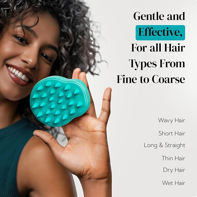 HEETA Hair Scalp Massager Shampoo Brush 2 Pack, Soft Silicone Bristles to Remove Dandruff, Waterproof Hair Scrubber for Both Wet Dry Use, Suitable for Men & Women (Green & Black)